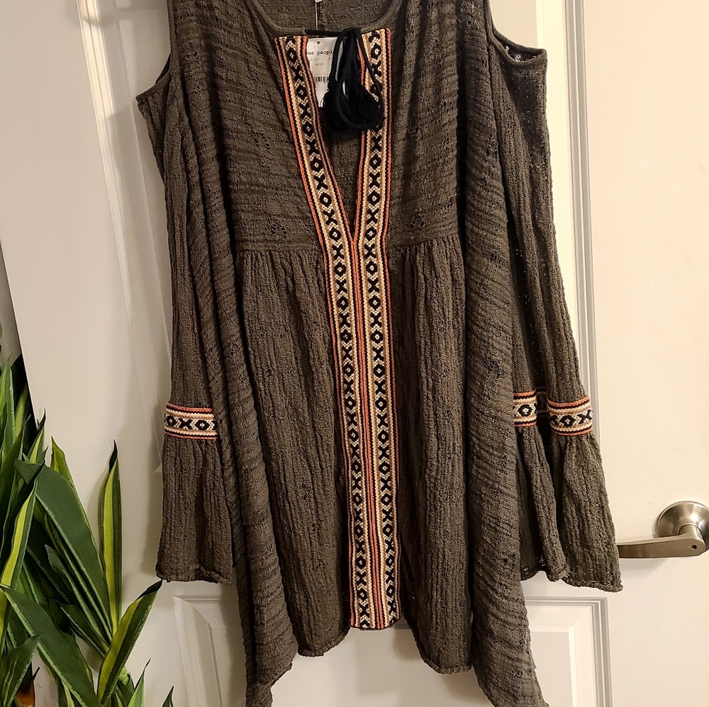 NWT Sz Lg Free People Olive Flowy Dress/Tunic